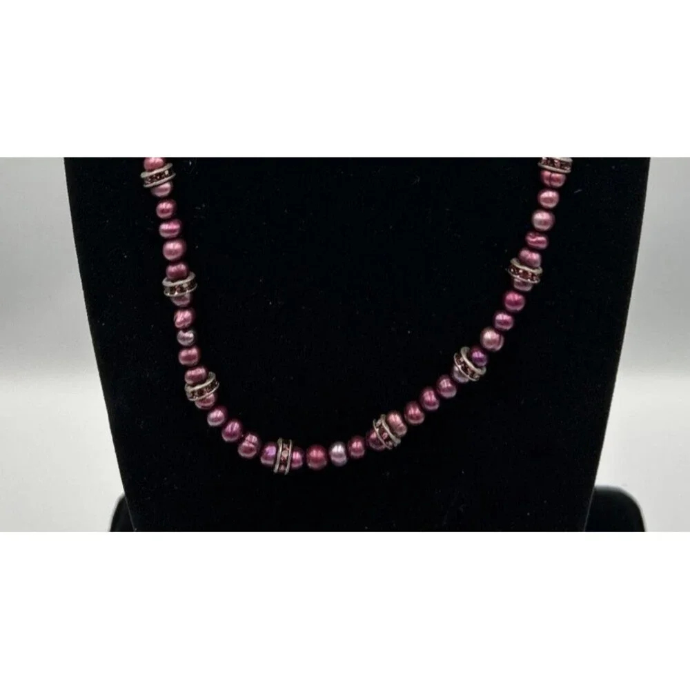 Vintage Handmade Purple Beaded Necklace and Earring Set